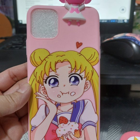 Sailor Moon Phone Case Cover With Phone Grip Super Cute Eating Yummy Dessert - Picture 15 of 15